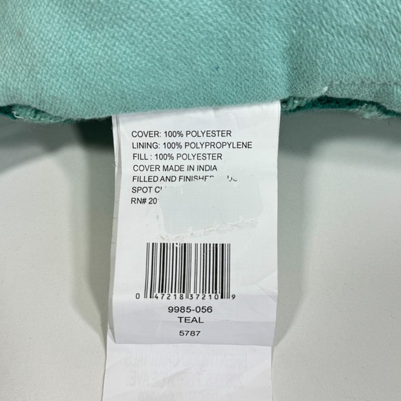 Indoor/Outdoor Decorative Pillow 12x17 Teal Chevron Woven Fringe Sonoma Oeka New - Picture 9 of 10